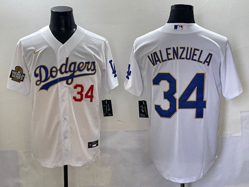 Men 2025 Los Angeles Angels #34 Valenzuela White Gold Game Nike MLB Jersey style 5